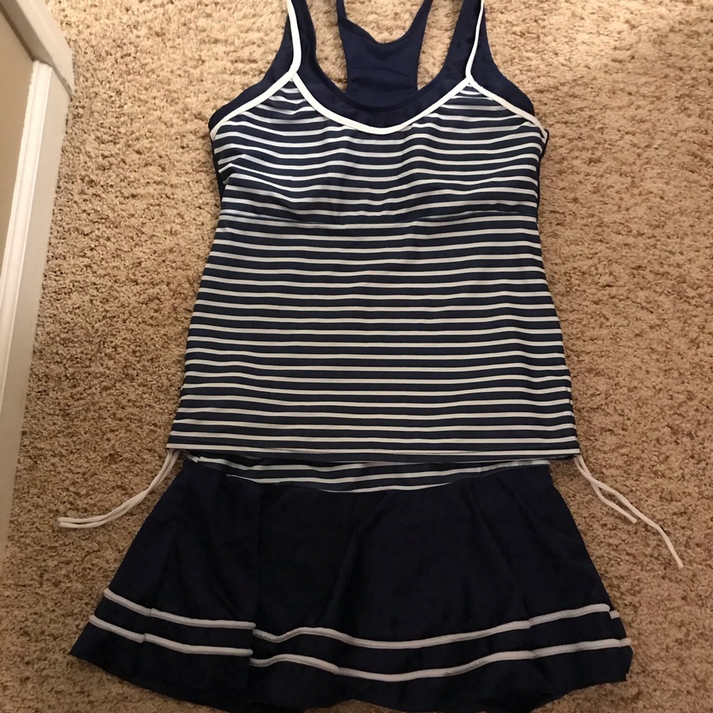 Super cute Navy and white swimsuit
